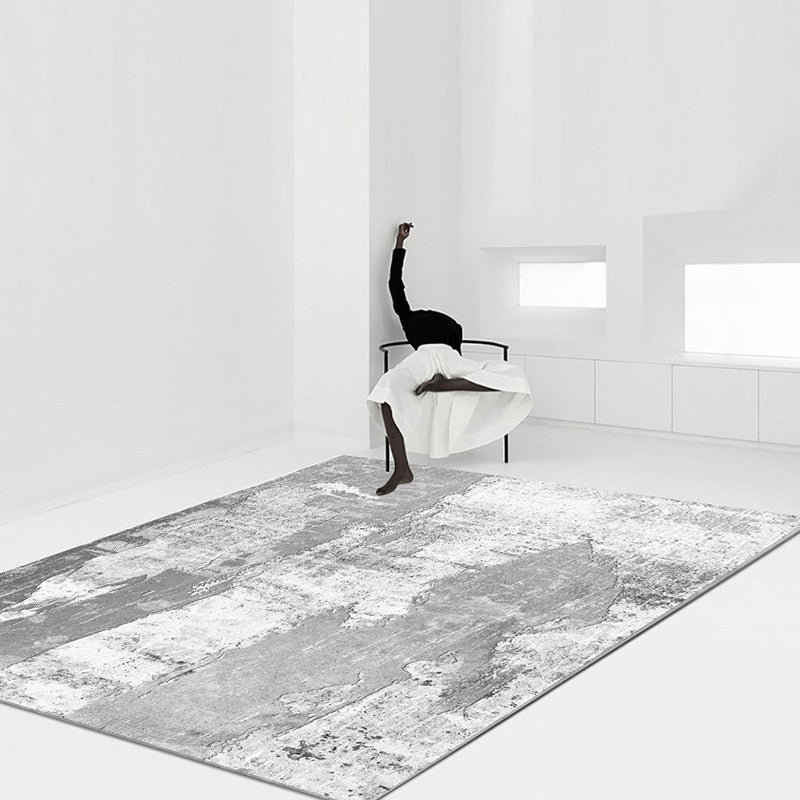 Grey Light Color Carpet Abstract Pattern Polyester Area Rug Anti-Slip Area Rug for Room
