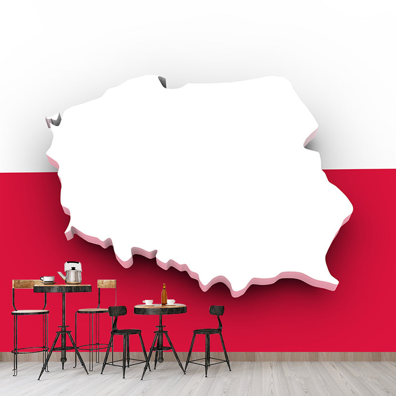 Mildew Resistant Map Wall Mural Horizontal Illustration for Wall Decor