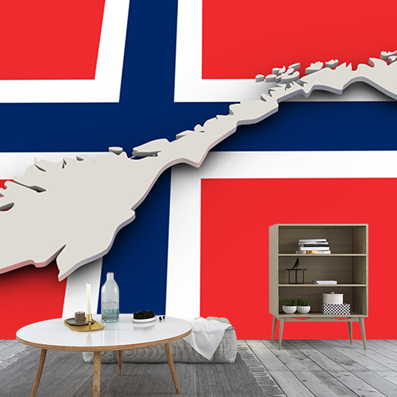 Mildew Resistant Map Wall Mural Horizontal Illustration for Wall Decor