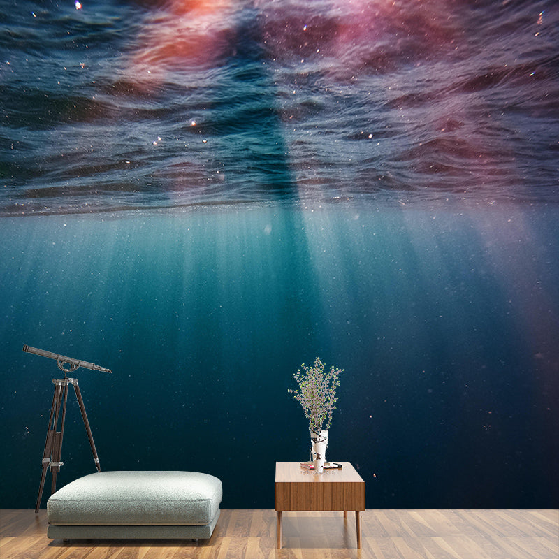Mildew Resistant Mural Undersea Pattern Horizontal Photography for Bathroom