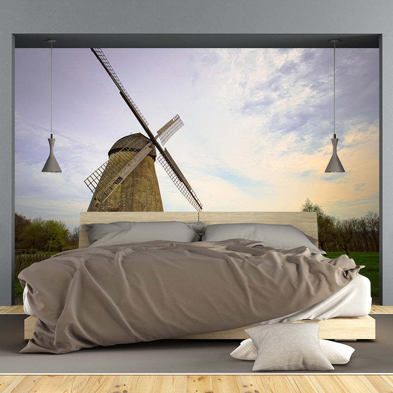 Horizontal Photography Wallpaper Mural Windmill Sitting Room Wall Mural