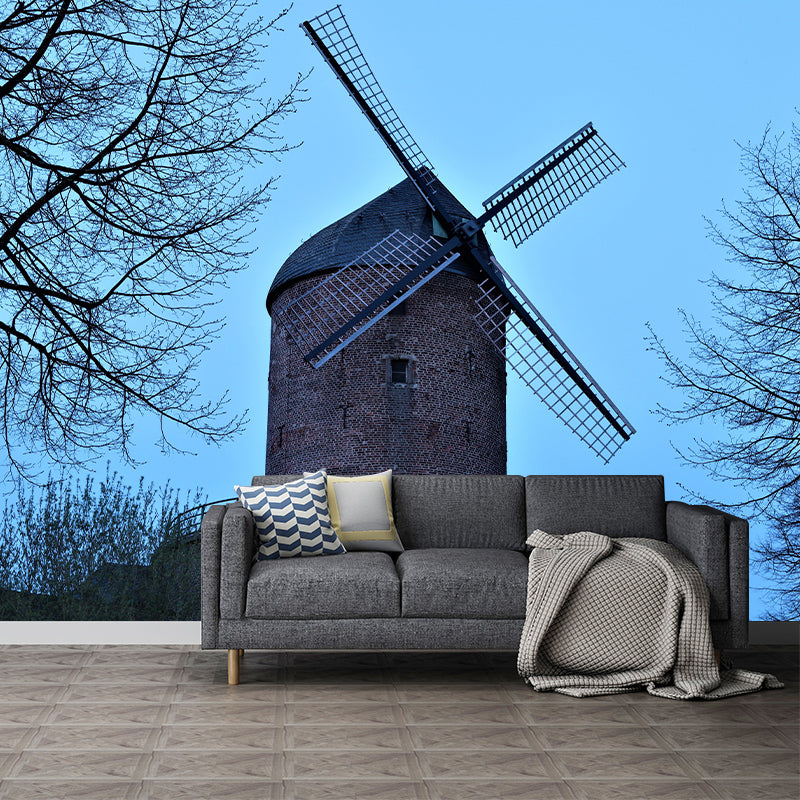 Horizontal Photography Wallpaper Mural Windmill Sitting Room Wall Mural