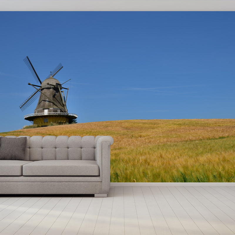 Big Windmill Mural Wallpaper Sitting Room Wall Mural in Light Color