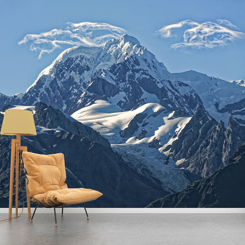 Living Room Bedroom Mural Mountain Pattern Wall Mural in Light Color