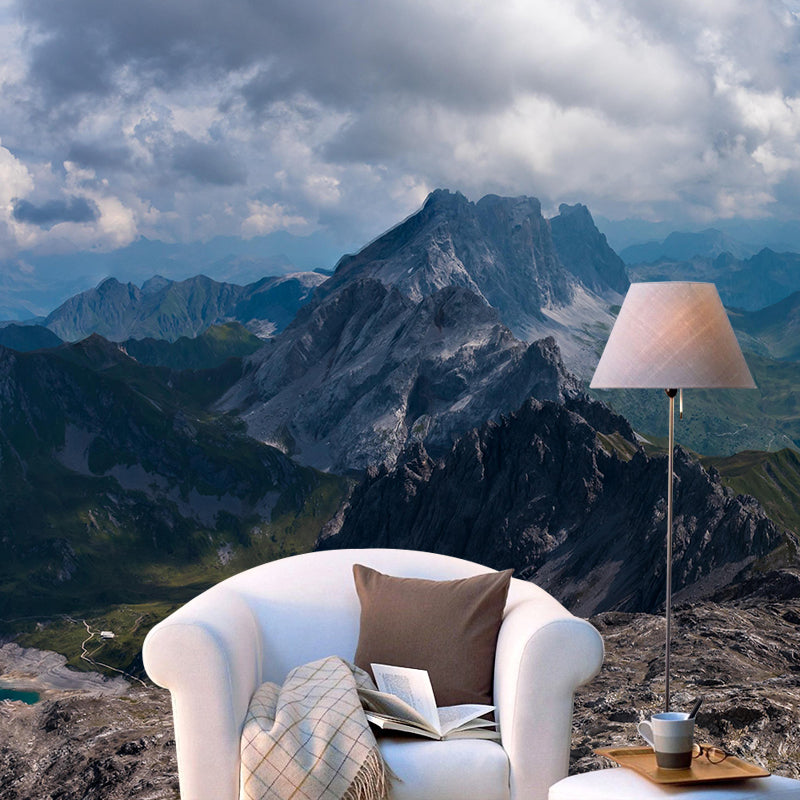 Living Room Bedroom Mural Mountain Pattern Wall Mural in Light Color