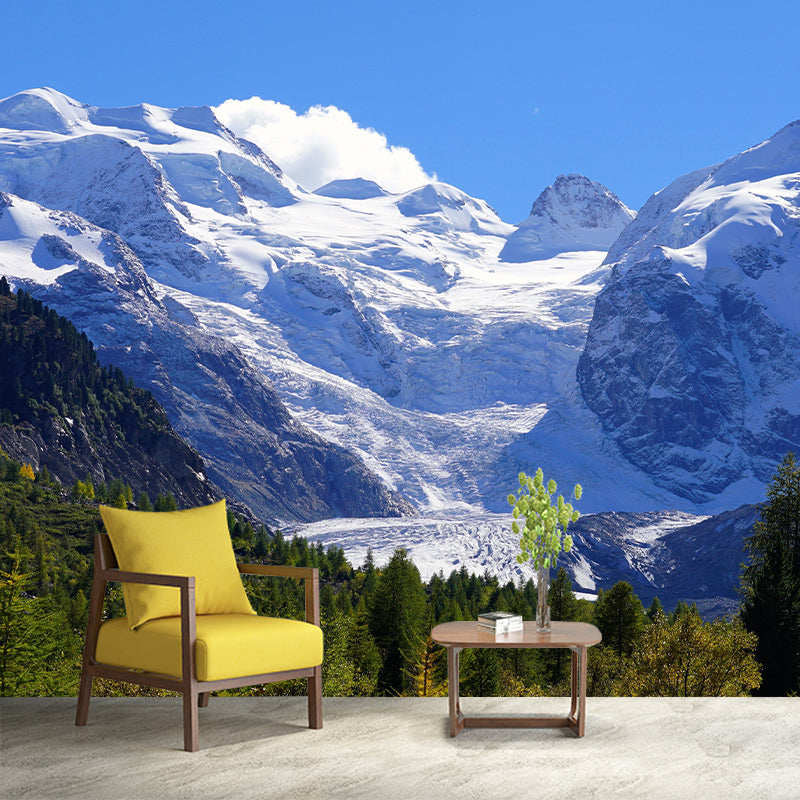 Huge Mountain Photography Mural Living Room Wall Mural in Light Color