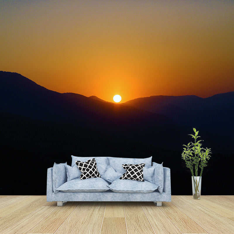Huge Mountain Photography Mural Living Room Wall Mural in Light Color