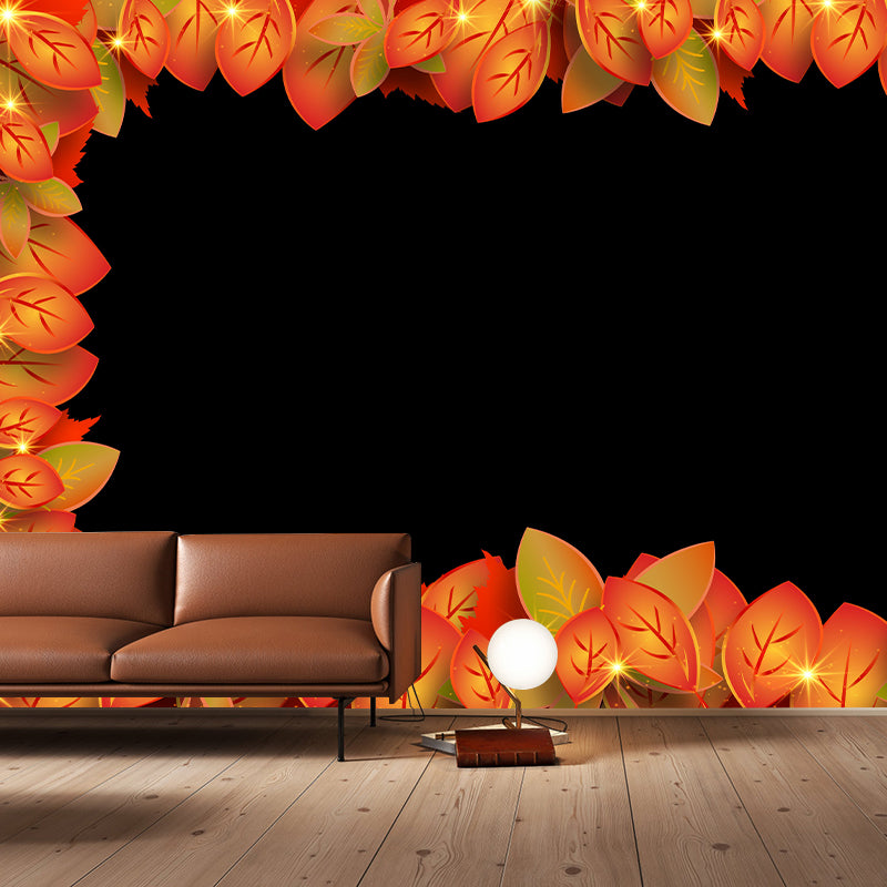 Bright Color Illustration Mural Wallpaper Tropical Plants Living Room Mural