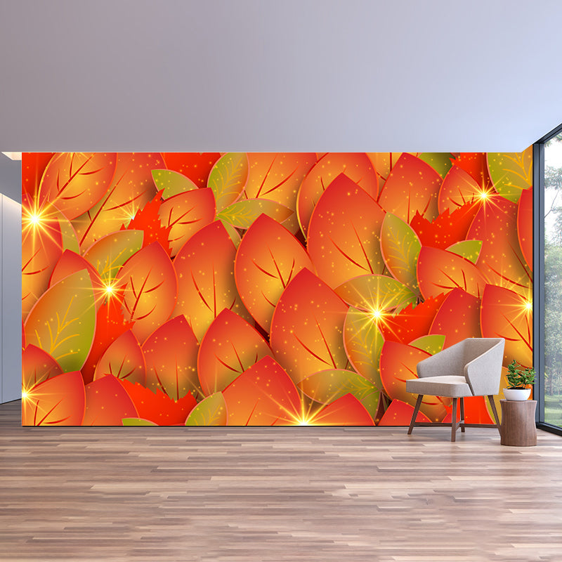 Bright Color Illustration Mural Wallpaper Tropical Plants Living Room Mural