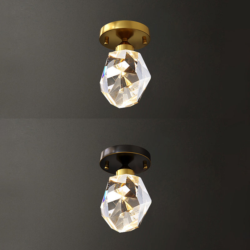 Single Head LED Ceiling Lighting Modern Flush Mounted Ceiling Lights with Crystal Shade