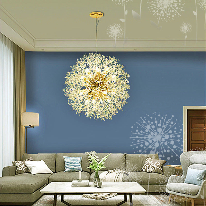 Modern Chandelier Light Fixtures Dandelion Suspension Pendant Lamps with Crystal Beads