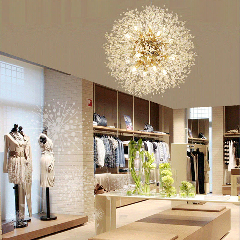 Modern Chandelier Light Fixtures Dandelion Suspension Pendant Lamps with Crystal Beads