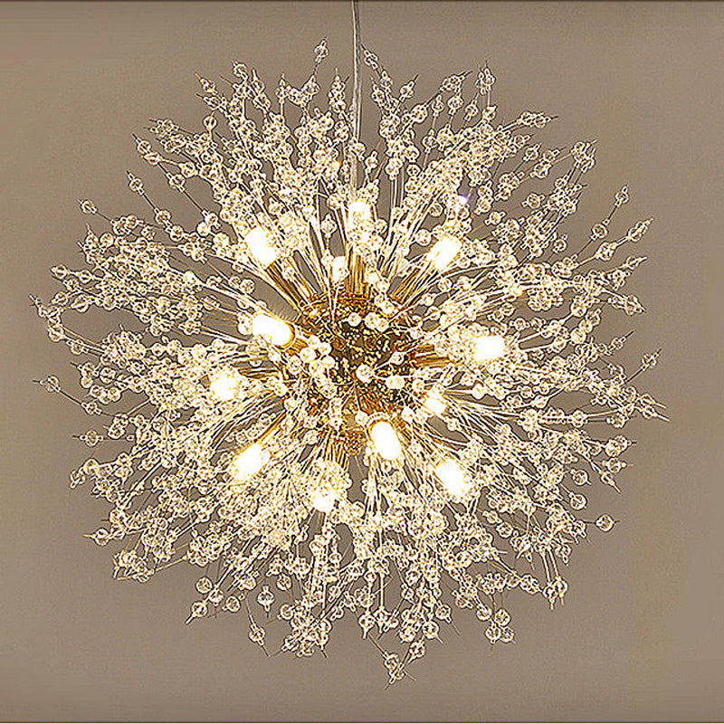 Modern Chandelier Light Fixtures Dandelion Suspension Pendant Lamps with Crystal Beads