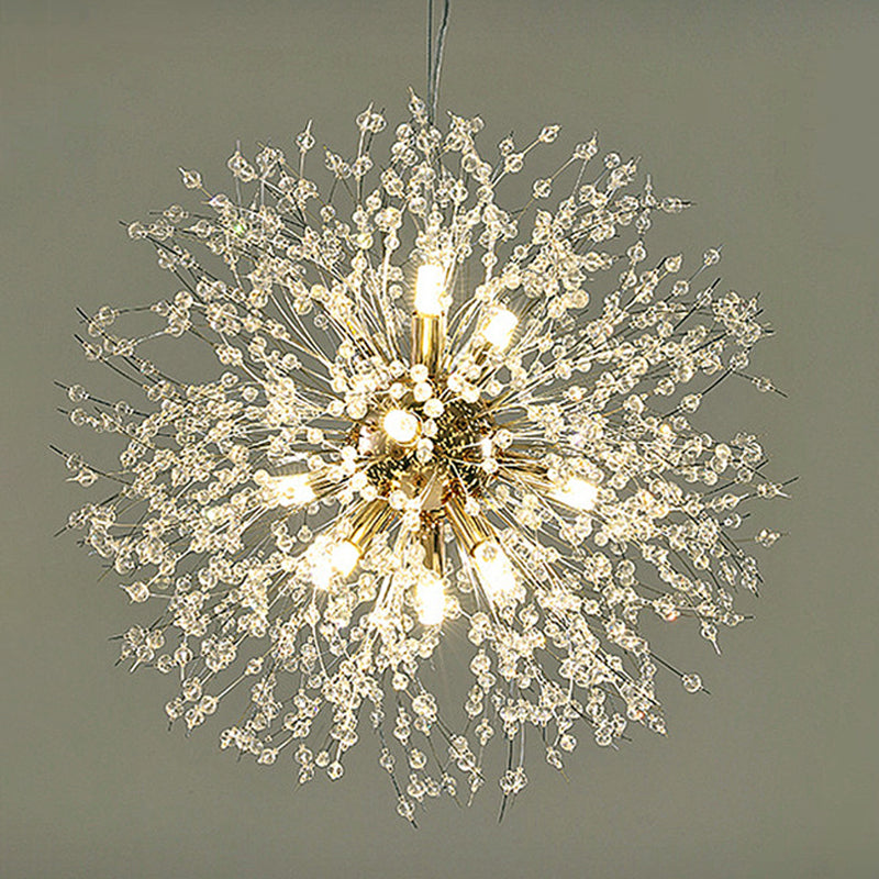 Modern Chandelier Light Fixtures Dandelion Suspension Pendant Lamps with Crystal Beads