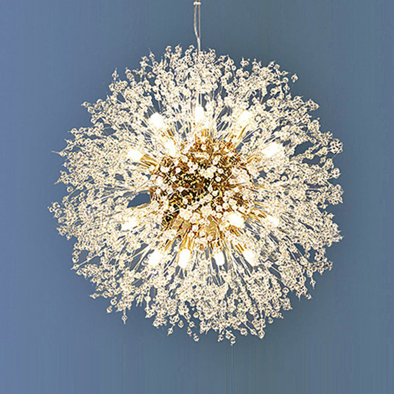 Modern Chandelier Light Fixtures Dandelion Suspension Pendant Lamps with Crystal Beads