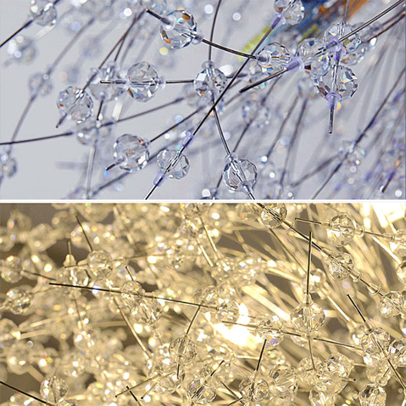 Modern Chandelier Light Fixtures Dandelion Suspension Pendant Lamps with Crystal Beads