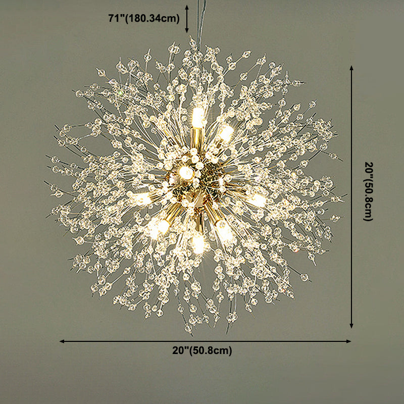 Modern Chandelier Light Fixtures Dandelion Suspension Pendant Lamps with Crystal Beads