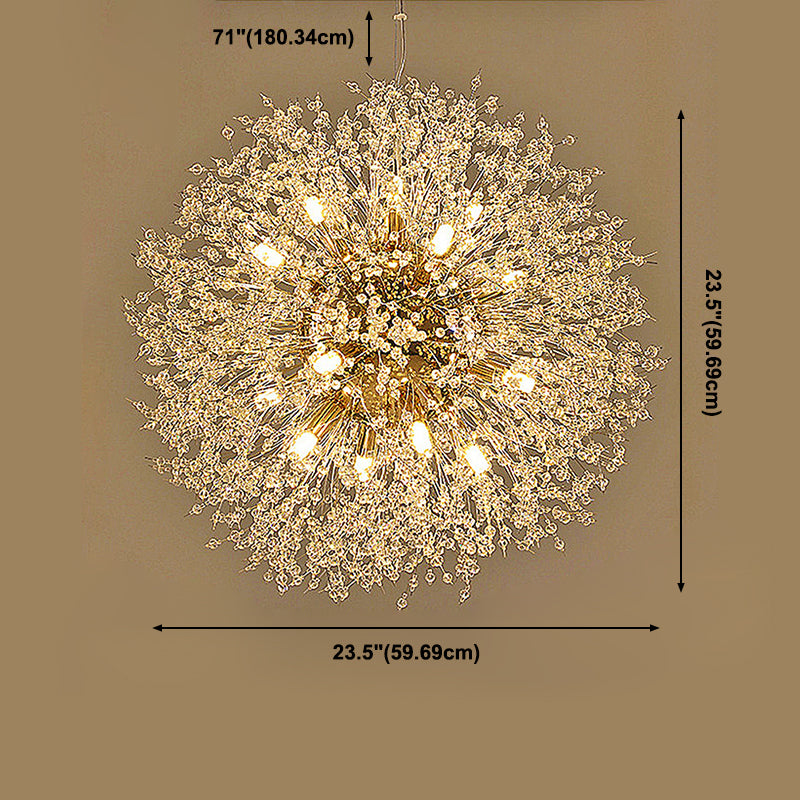 Modern Chandelier Light Fixtures Dandelion Suspension Pendant Lamps with Crystal Beads