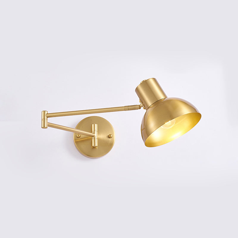 Postmodern 1 Head Metal Wall Sconce Gold Wall Mounted Light Fixture for Study Room
