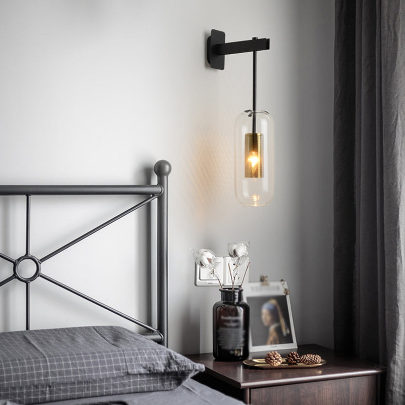 Einfachheit im zeitgenössischen Stil Wandleuchte leichte Glasschatten Wandlampe für Schlafzimmer