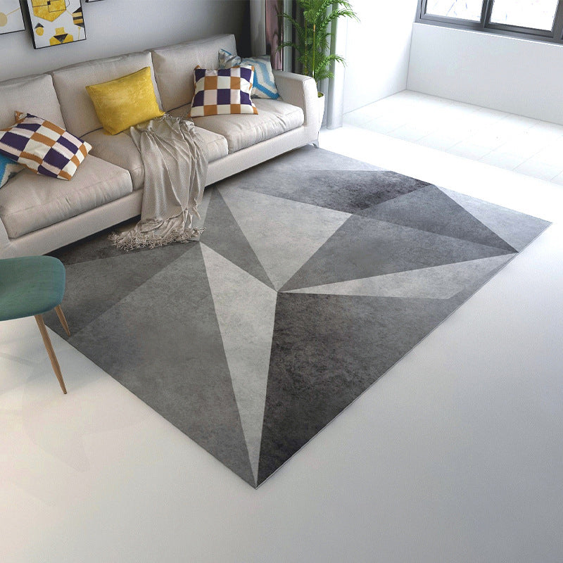 Grey Simplicity Rug Polyester Geometric Rug Washable Rug for Home Decor