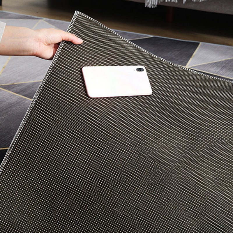 Grey Simplicity Rug Polyester Geometric Rug Washable Rug for Home Decor
