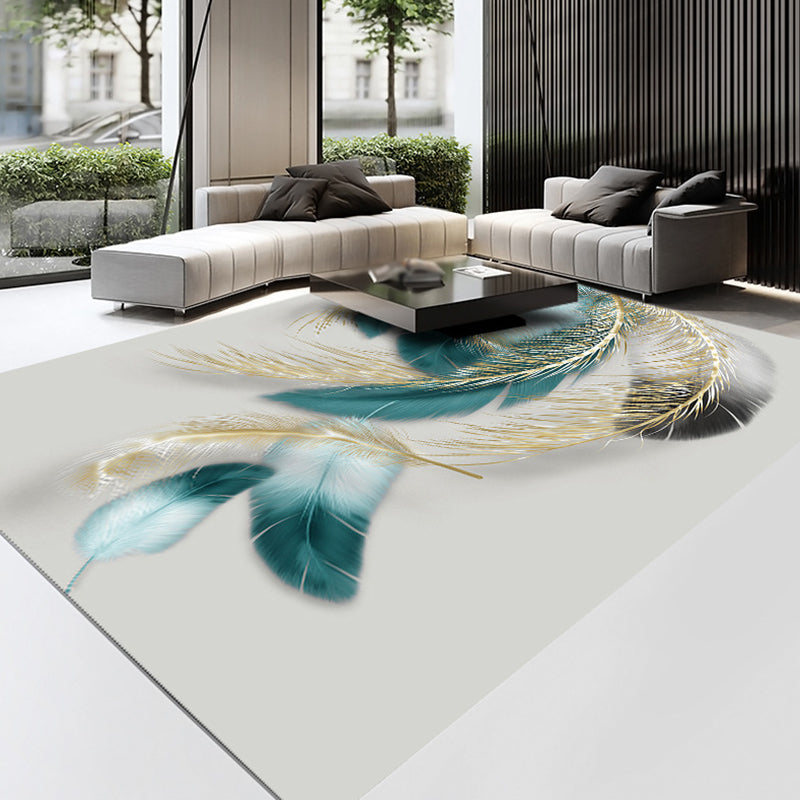 Gold Feather Carpet Polyester Gorgeous Carpet Non-Slip Backing Carpet for Home Decor