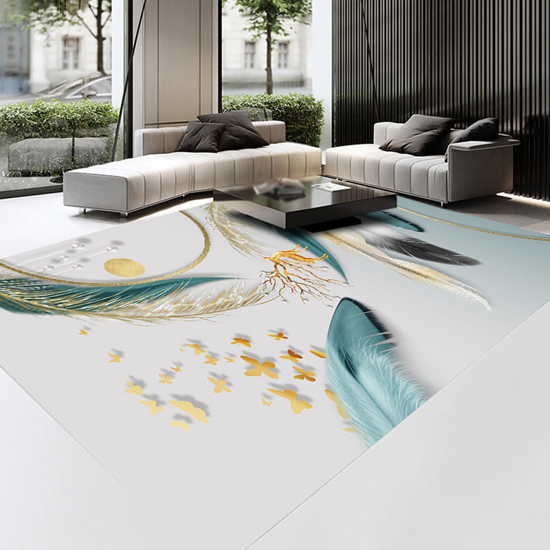 Gold Feather Carpet Polyester Gorgeous Carpet Non-Slip Backing Carpet for Home Decor