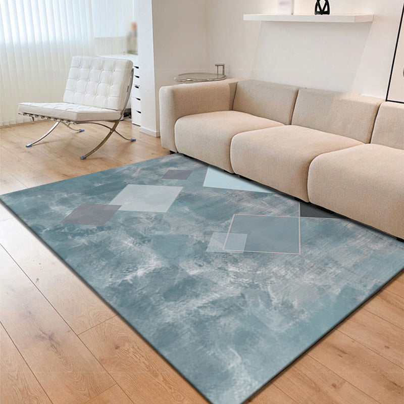 Black Modern Rug Polyester Pattern Rug Non-Slip Backing Area Rug for Home Decor