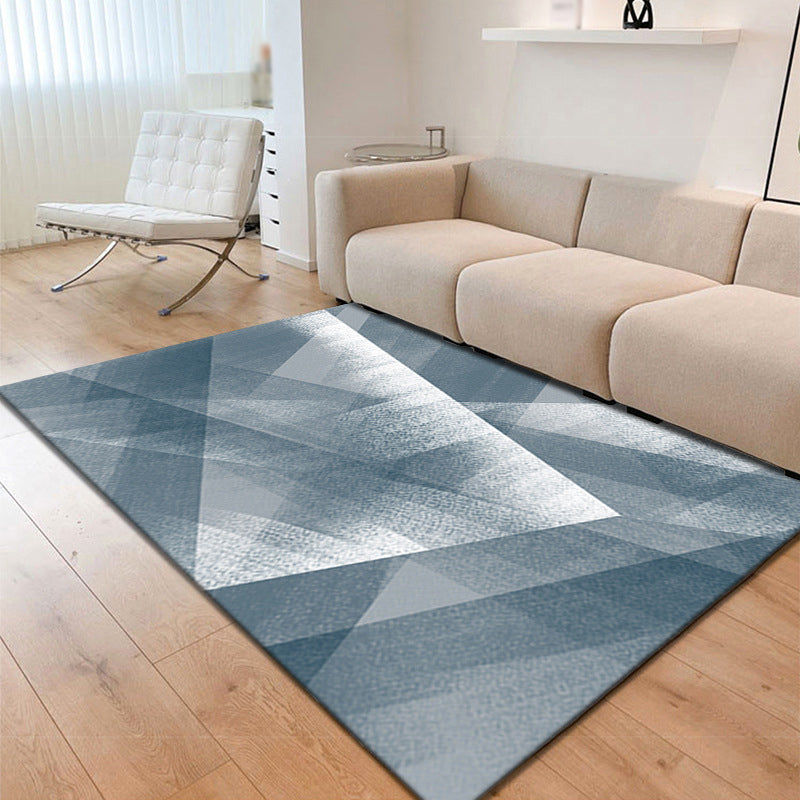 Black Modern Rug Polyester Pattern Rug Non-Slip Backing Area Rug for Home Decor