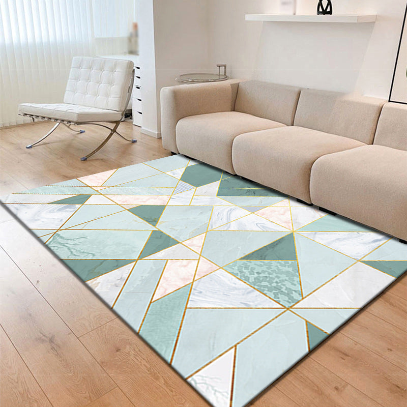 Black Modern Rug Polyester Pattern Rug Non-Slip Backing Area Rug for Home Decor