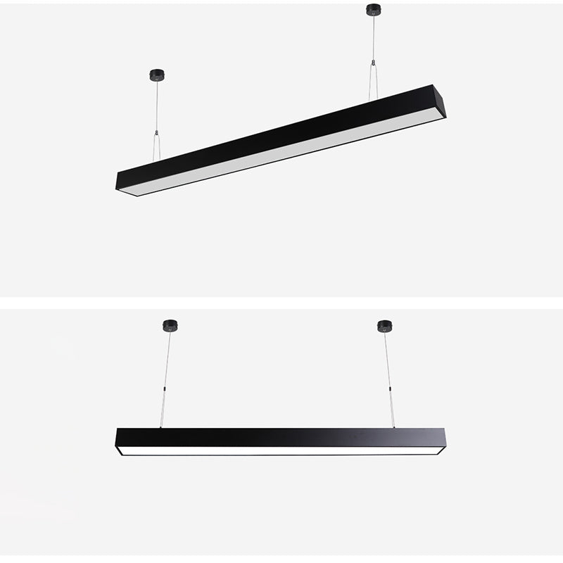 Lampes suspendues modernes linéaires, luminaires d'éclairage pendentif à LED noir pour le bureau