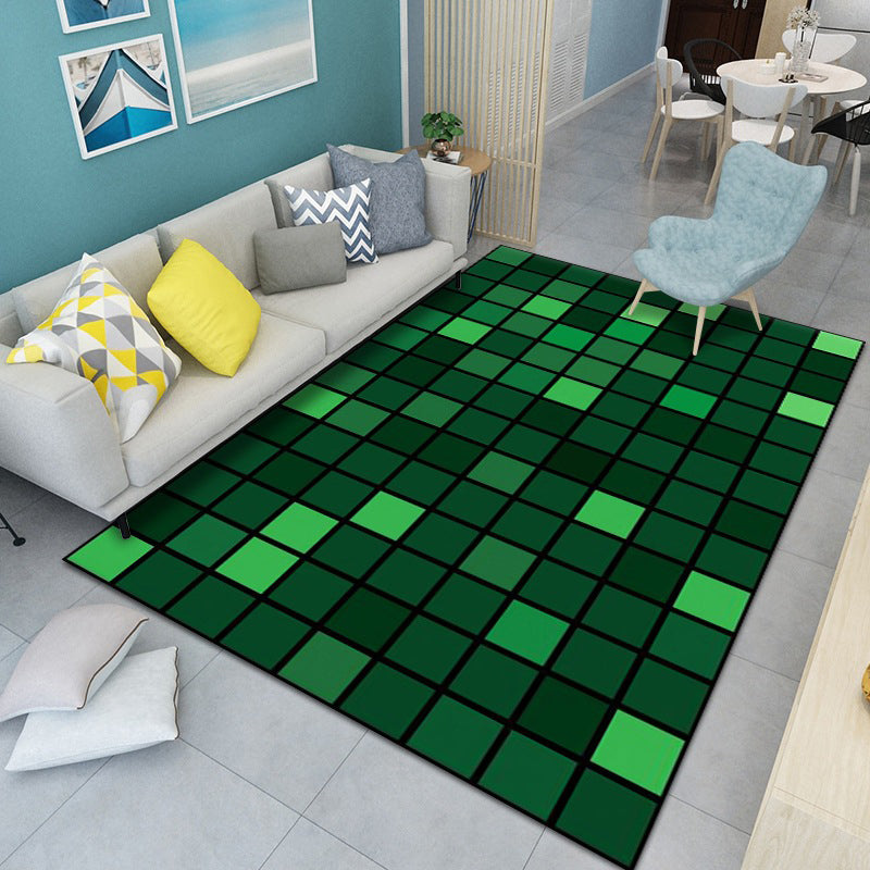 Checkerboard Rug Geometric Indoor Rug Non-Slip Backing Rug for Living Room