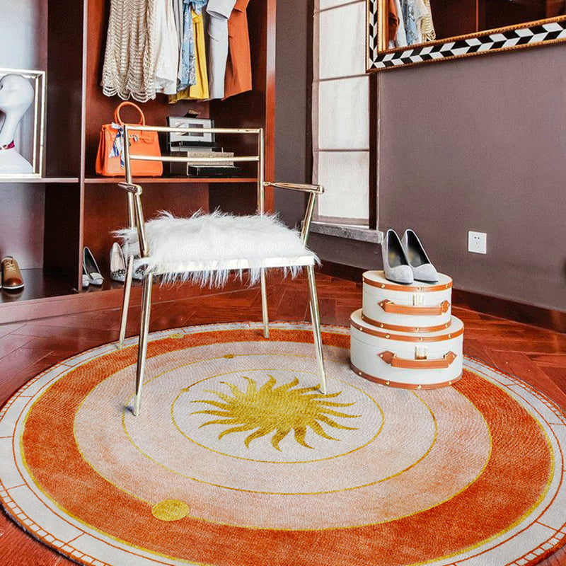 Modern Round Brown Rug Indoor Carpet Non-Slip Backing Rug for Sleeping Room