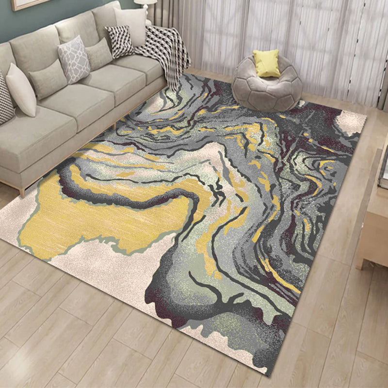 Ink Abstract Carpet Polyester Rug Stain Resistant Non-Slip Backing Rug for Living Room