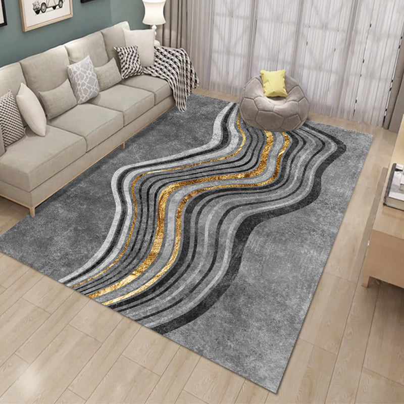 Ink Abstract Carpet Polyester Rug Stain Resistant Non-Slip Backing Rug for Living Room