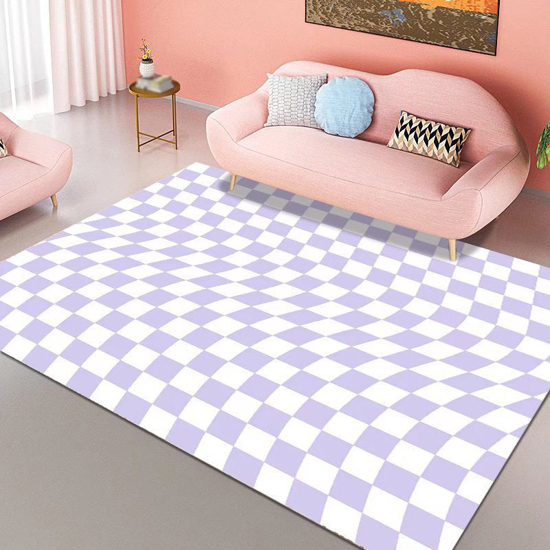 Checkerboard Geometric Rug Indoor Rug Stain Resistant Non-Slip Backing Rug for Living Room