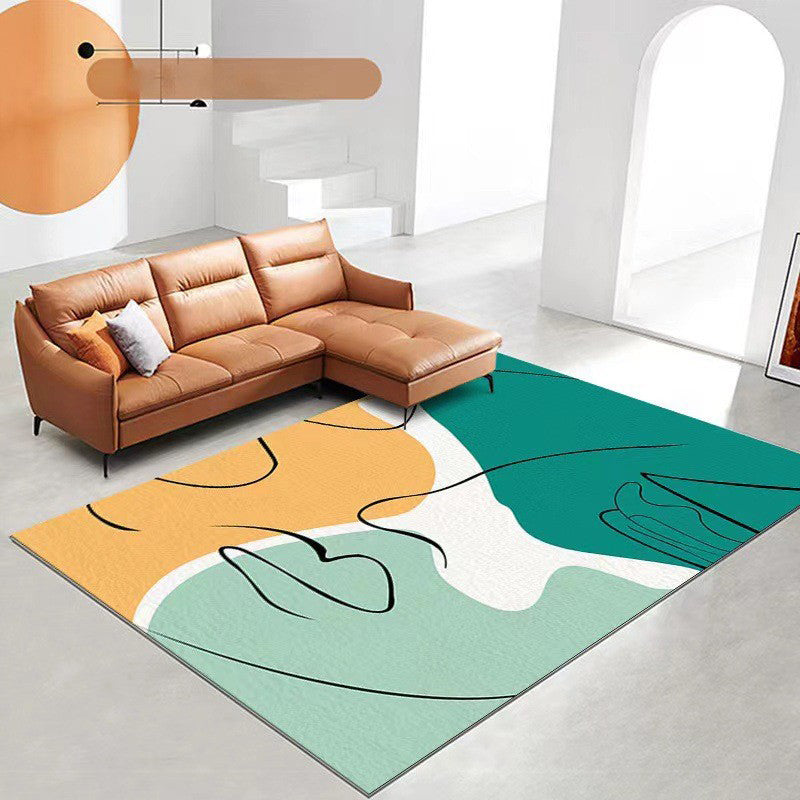 Color Block Carpet Indoor Rug Machine Washable Rug for Home Decoration