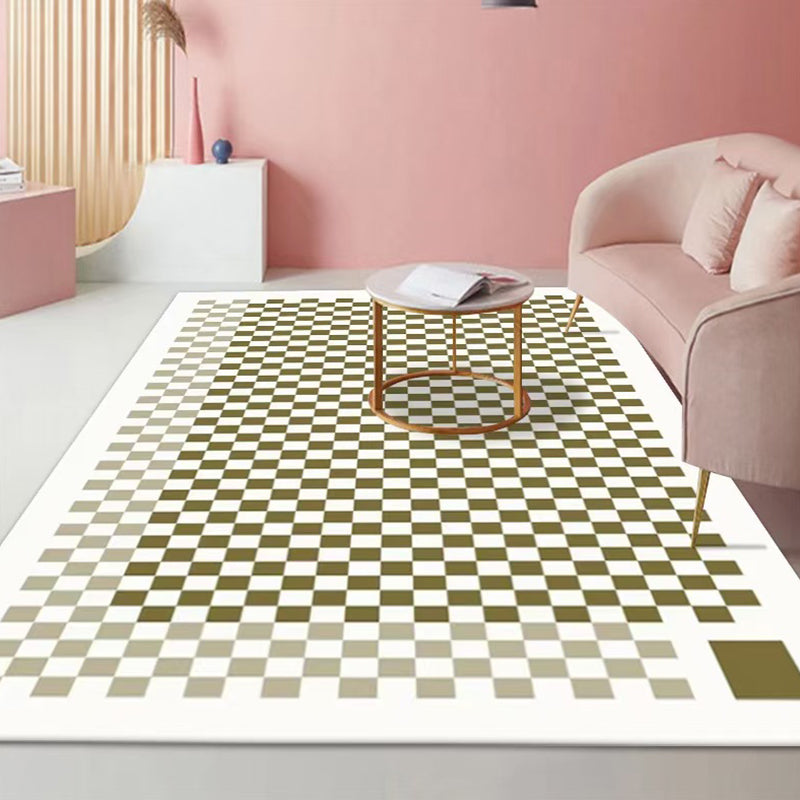 Plaid Rug Modern Carpet Polyester Anti-Slip Backing Rug for Living Room