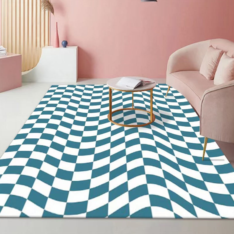 Plaid Rug Modern Carpet Polyester Anti-Slip Backing Rug for Living Room