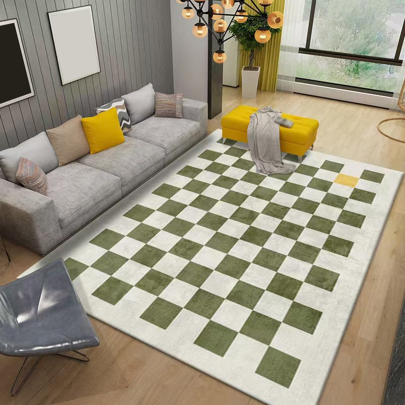 Plaid Rug Modern Carpet Polyester Anti-Slip Backing Rug for Living Room