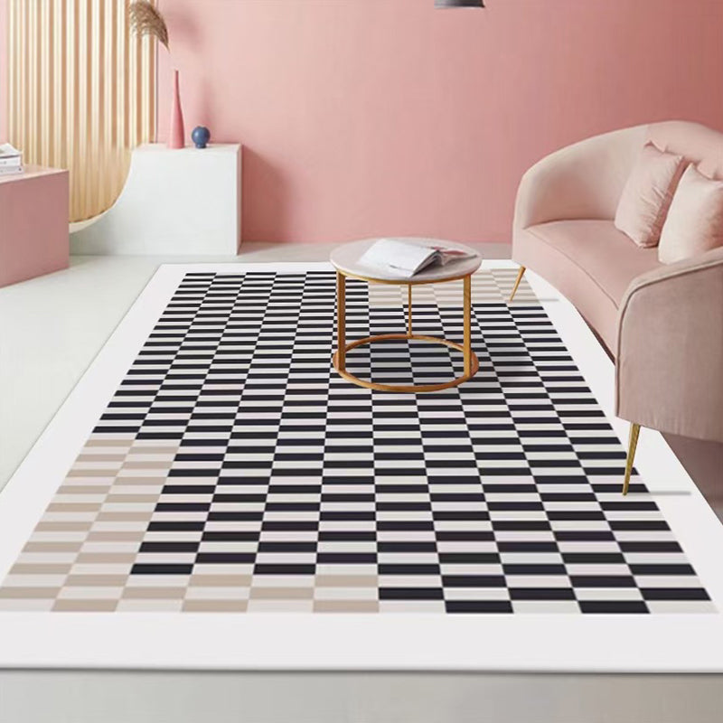 Plaid Rug Modern Carpet Polyester Anti-Slip Backing Rug for Living Room