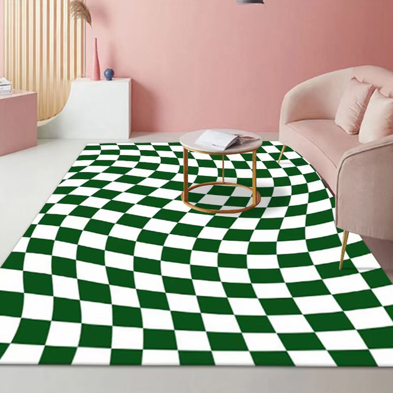 Plaid Rug Modern Carpet Polyester Anti-Slip Backing Rug for Living Room