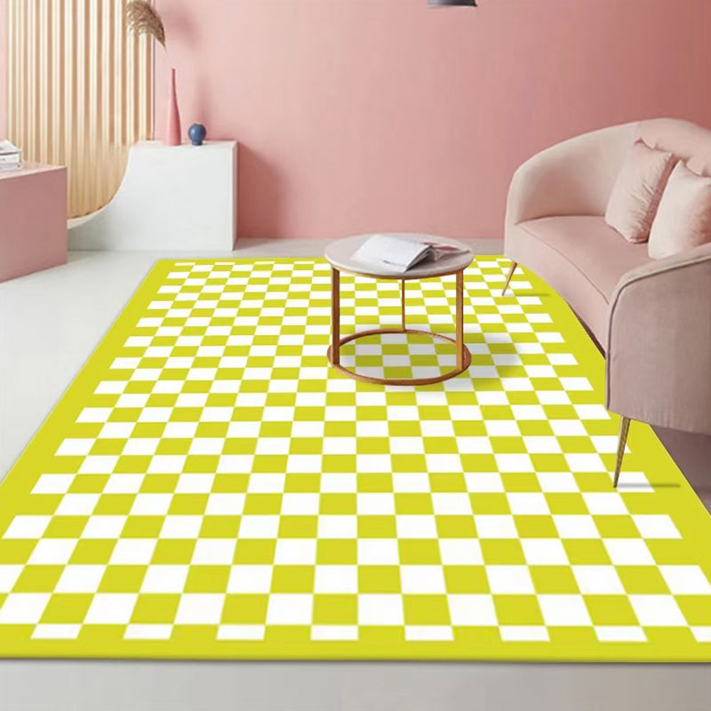 Plaid Rug Modern Carpet Polyester Anti-Slip Backing Rug for Living Room
