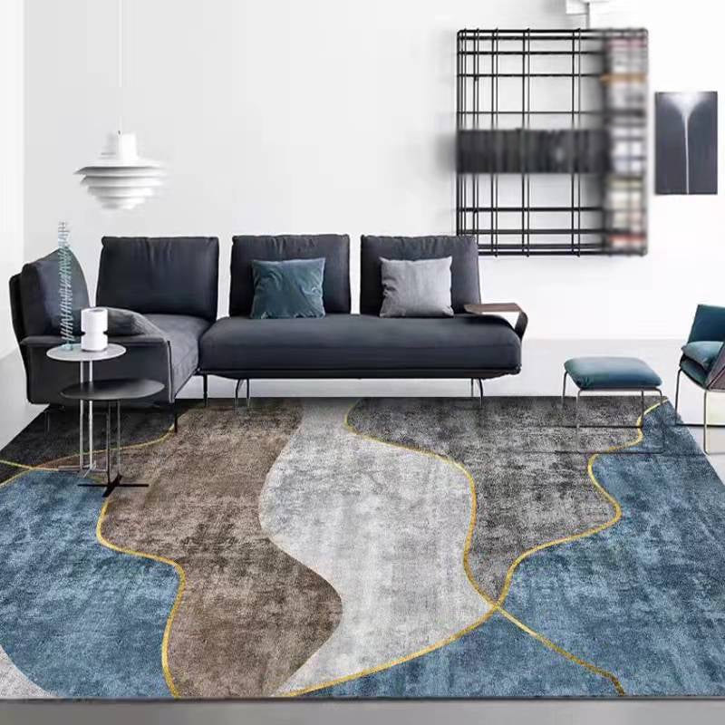 Light Gray Modern Rug Polyester Straight Stripe Rug Washable Rug for Home Decor