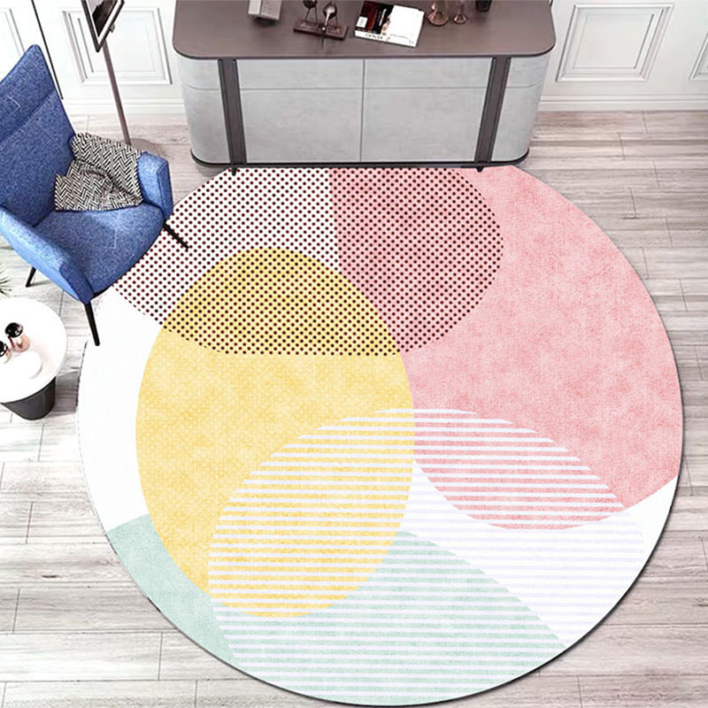 Light Orange Modern Area Rug Polyester Stripe Rug Non-Slip Backing Rug for Home Decor