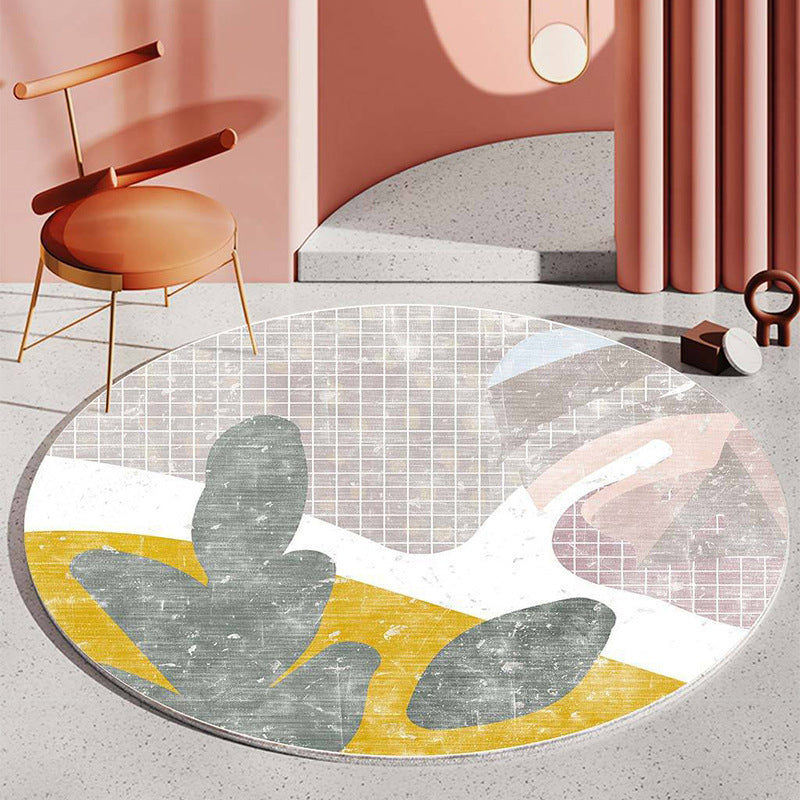 Light Orange Modern Area Rug Polyester Stripe Rug Non-Slip Backing Rug for Home Decor