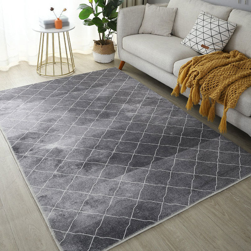 Gray Modern Area Rug Polyester Abstract Graphic Rug Washable Rug for Living Room