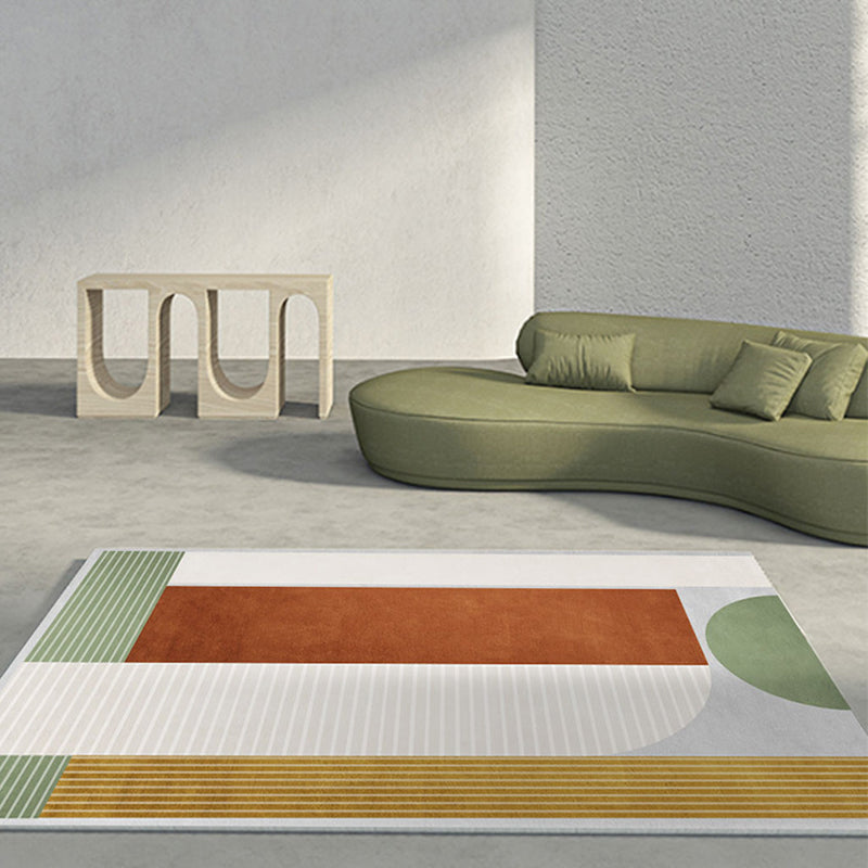 Dark Green Modern Rug Polyester Irregular Spot Rug Washable Rug for Drawing Room