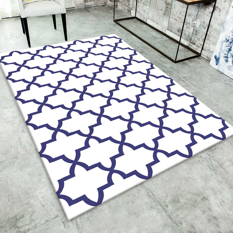 White Print Carpet Polyester Simple Indoor Carpet Stain Resistant Carpet for Drawing Room